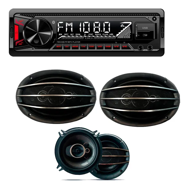 Combo Radio Bluetooth Usb + Parlantes 4 PuLG + Parlantes 6x9