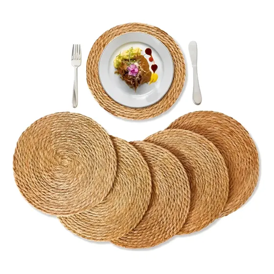 Set 6 Individuales Mantel Fibra Natural Yute 35 Cm Pack 6 Color Beige Lisa | Cuotas sin interés