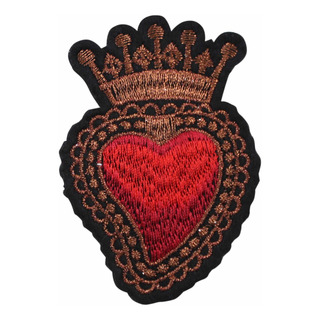 Parche Bordado Corazón Rojo Con Corona Tamaño Chico Parche Bordado Corazón Rojo Con Corona Tamaño Chico