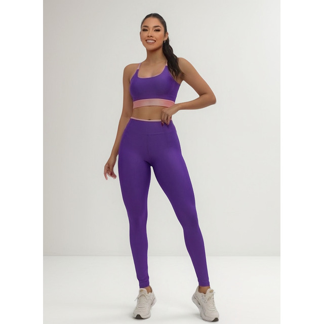 Conjunto Fitness Roupa Academia Calça Legging Cós Alto E Top Conjunto Fitness Roupa Academia Calça Legging Cós Alto E Top