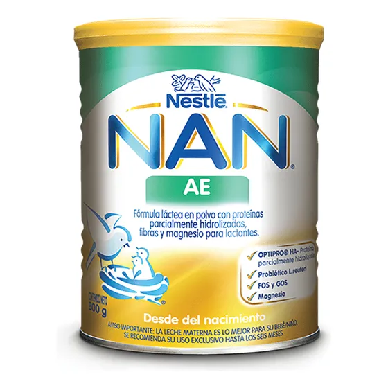 Leche de fórmula en polvo Nestlé Nan AE en lata de 1 de 800g - 0 meses a 1 años