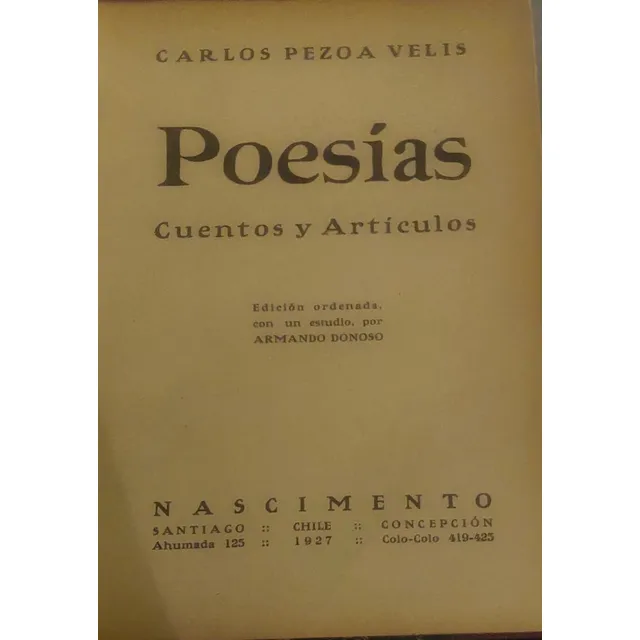 Carlos Pezoa Veliz Poesia Cuentos Articulos  Armando Donoso