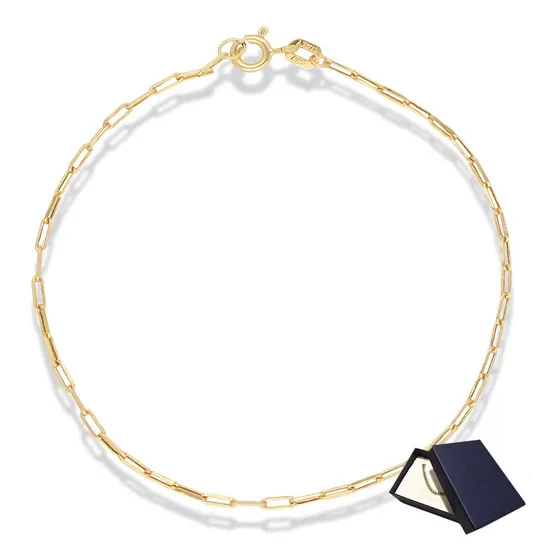 Pulsera Pulso Esclava Oro 10k Kilates Paperclip 18cm 2mm Pulsera Oro Puro 10k Mujer Dama Regalo Brazalete Oro Italy Italiano