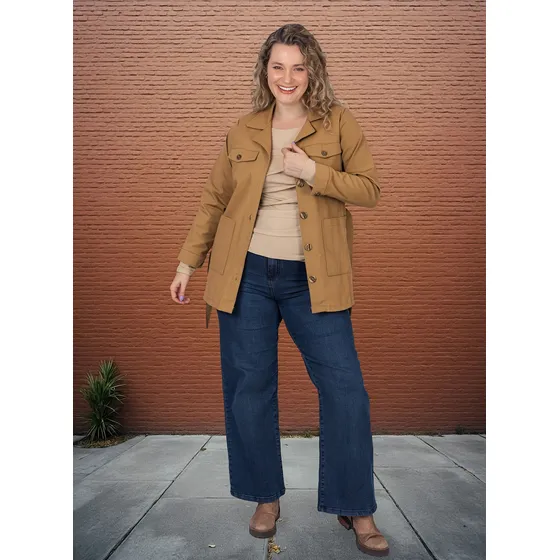 Saco Gabardina Lycra Mujer Onara Terra Talle Grande Cs