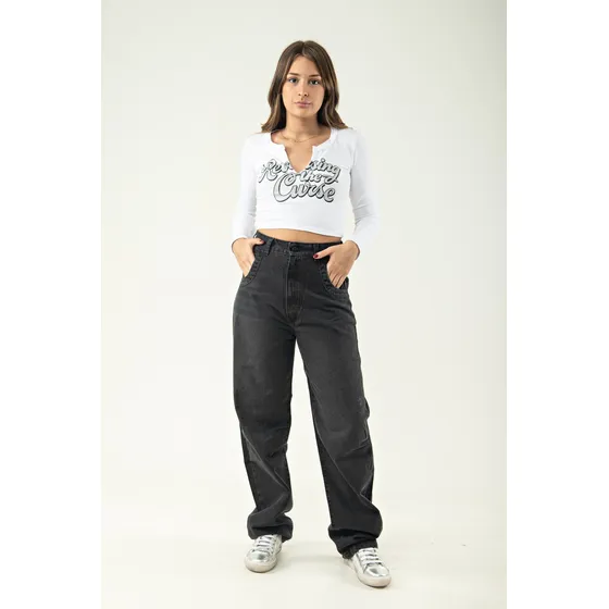 Pantalon Mom Pinzado Rigido Byh