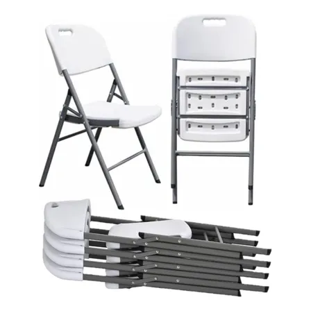 Silla Plegable Plástica Blanca 180 Kg X4 Unidades Eventos