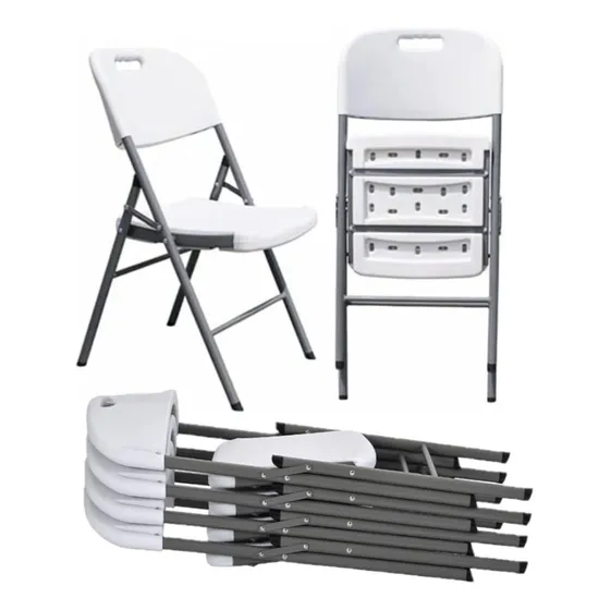 Silla Plegable Plástica Blanca 180 Kg X4 Unidades Eventos