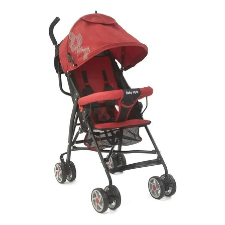 Carrinho De Passeio Baby Style Umbrella Vermelho 15kg Reclinável Preto