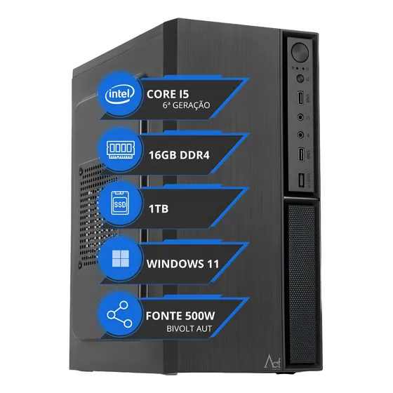 Pc Cpu I5 6ª Geração 3.3ghz 16gb Ram Ddr4 Ssd 1tb 500w