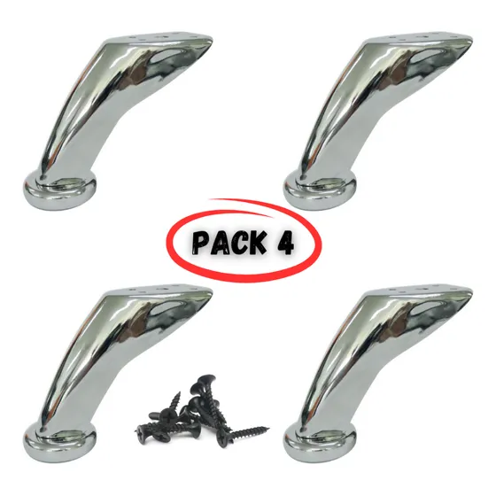Pata Cromada Curva De 10 Cm Para Muebles (pack 4 Patas)