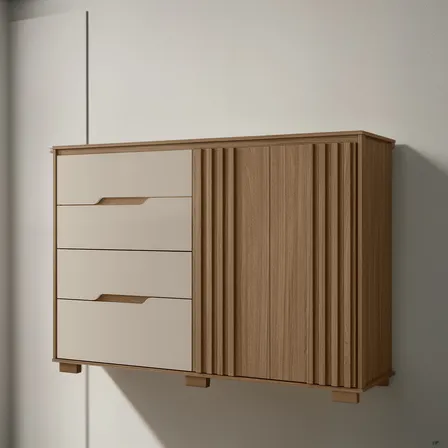 Cómoda 4 Cajones 2 Puertas Hoga Texas Roble Beige