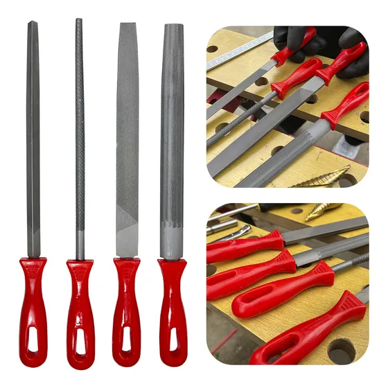 Lima Bastarda C/ Cabo Plastico C/ 4 Peças - Starfer