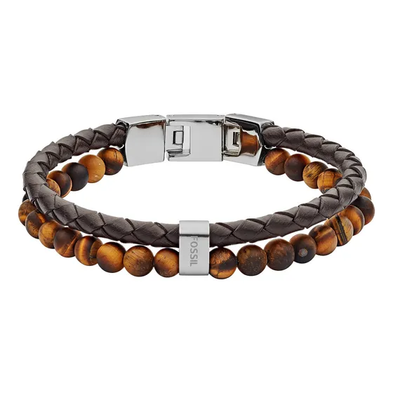 Pulsera Doble Fossil  Jf03118040 Café Hombre