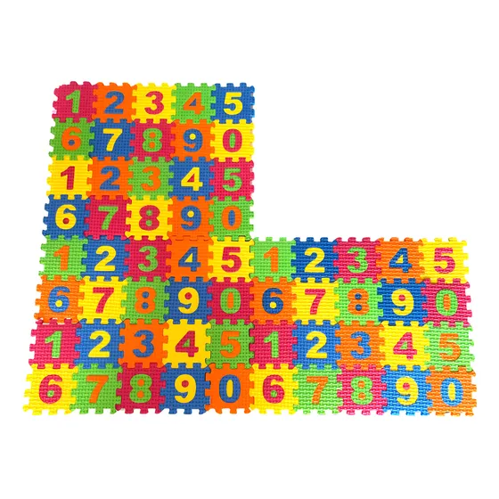 Set 60 5x5 Alfombra Infantil Goma Eva Cuadros Bebes Numeros Multicolor Números