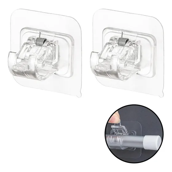 Gancho Adhesivo X2 Soporte Reforzado Para Barral De Cortina Baño Cocina Multiuso Fijación Fuerte Sin Taladro Fácil Instalación Ideal Toallero Utensilios Pared Plástico Resistente