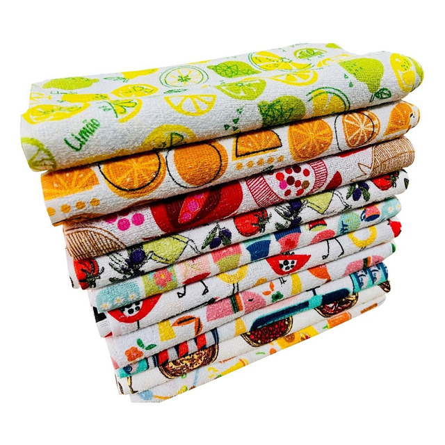 Kit 10 Panos De Prato Copa Louça 35x55 Pano Prato Atoalhados Cor Nude Floral Kit 10 Panos De Prato Copa Louça 35x55 Pano Prato Atoalhados Cor Nude Floral