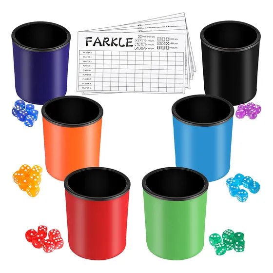Juego De 6 Dados Farkle De Piel Sintética Coloridos