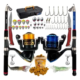 Kit De Pesca Duplo Vara + Molinete E Acessorios C Jaú Pesca