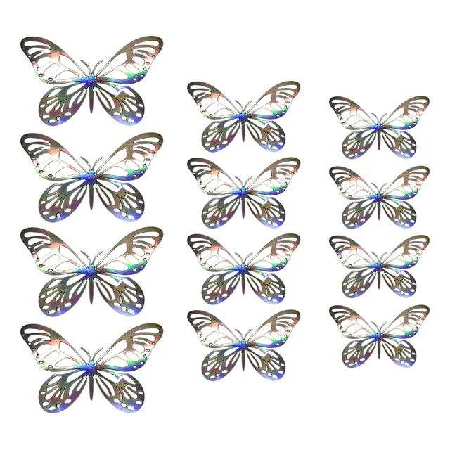 12 Mariposas Plateadas  Con Adhesivo K001-38