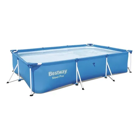 Alberca Bestway Rectangular Familiar Steel Pro 56404 3300 L Azul Liso