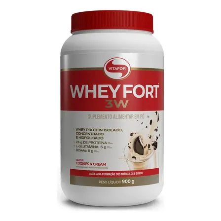 Whey Fort 3w Cookies & Cream 900g Vitafor Biscoitos