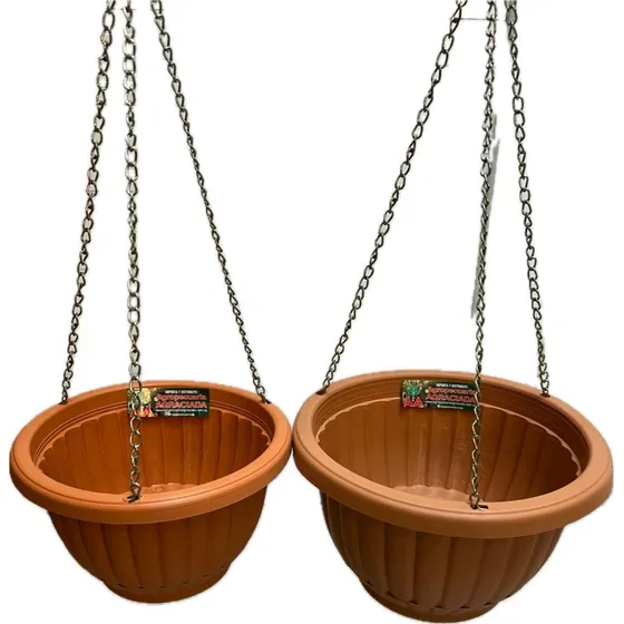 Maceta Colgante Con Cadena Y Plato Terracota 24 X 15 Cts.