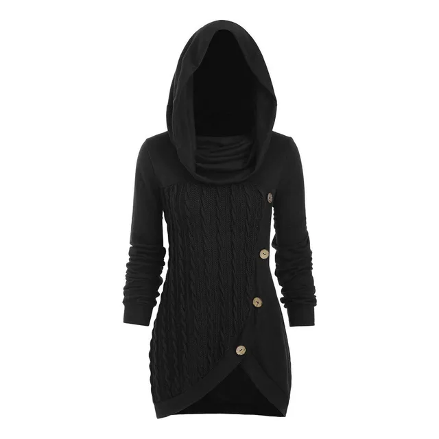 Blusa Larga Manga Cuello Vuelto Cordon Para Mujer Estilo