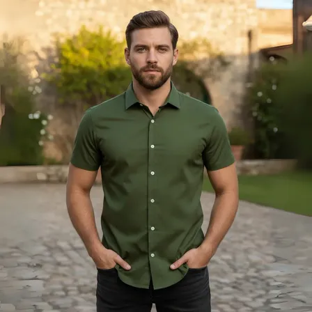 Camisa Social Masculina Gola Italiana Confortável