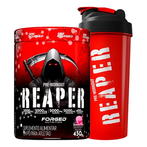 Pré Treino Reaper 2.0 450g Alta Performance Creatina, Beta Alanina, Cafeína, Arginina, Tirosina Sabor Bubble Gum - Forged Nutrition