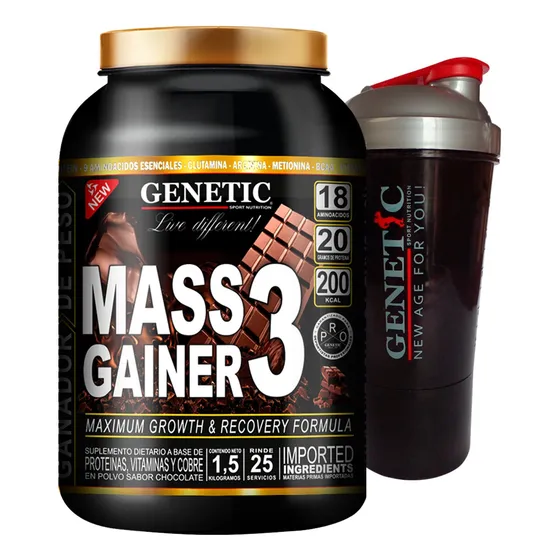 Súper Crecimiento Muscular Mass Gainer Vaso Polvera Genetic