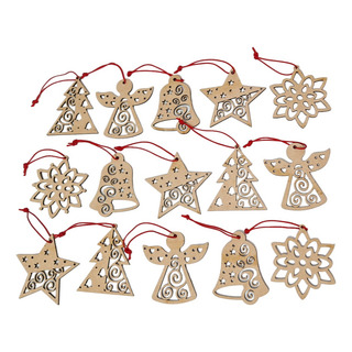 15pz Esferas Navideña Mdf Angel Copo Arbol 15pz Esferas Navideña Mdf Angel Copo Arbol