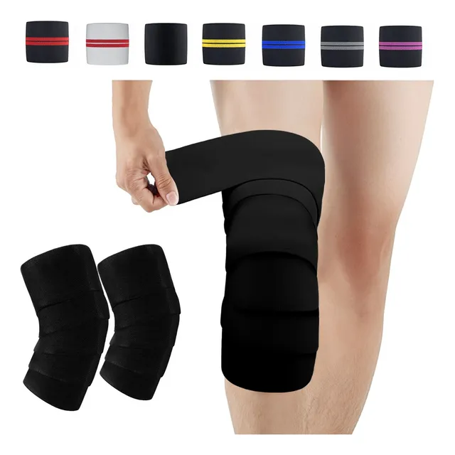 1 Par Vendas Para Rodilla Knee Wraps Elastica Rodilleras Gym