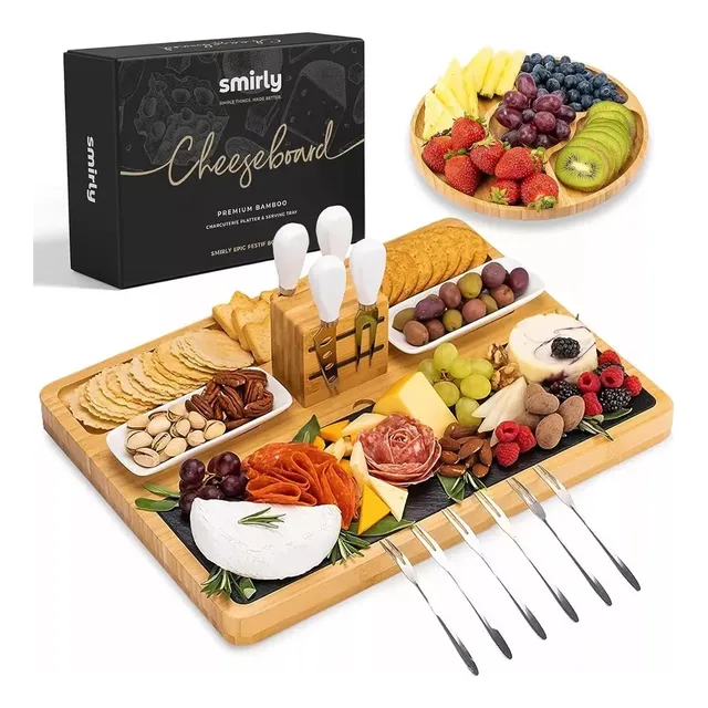 Tabla De Quesos Y Charcutería Con Accesorios