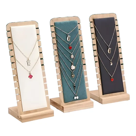 Exhibidor Cadenas Collares Cuerina Madera 24 X 11.5cm