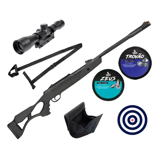 Arma Pressão Chumbinho Airtact Ed Hatsan 5.5mm + Luneta 4x32