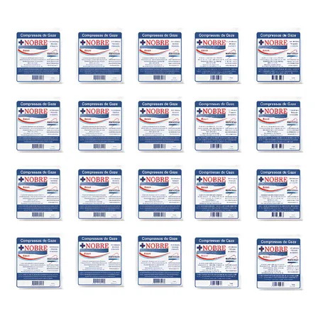Compressa De Gaze Estéril Nobre 13fios 20pacotes Total 200un Branco