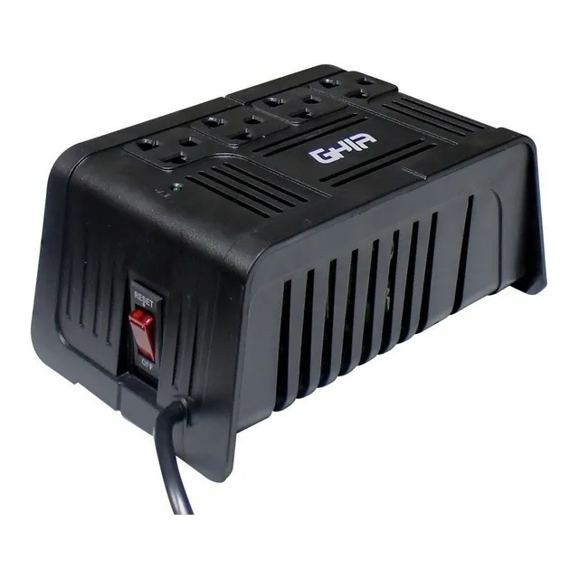 Regulador de Voltaje Ghia Con 4 Dispositivos 1000VA 400 Watts Entrada y Salida de 120V CA Color Negro Modelo GVR-010