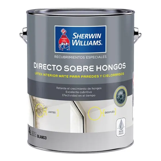 Pinturas Sherwin Williams Directo Sobre Hongos Int Mate 4 Lt Color Blanco