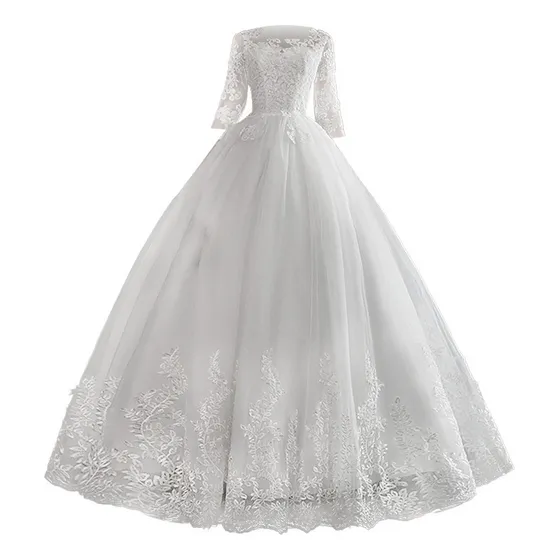 Qz Vestido De Noiva De Renda Fantasia Com Um Ombro Só E