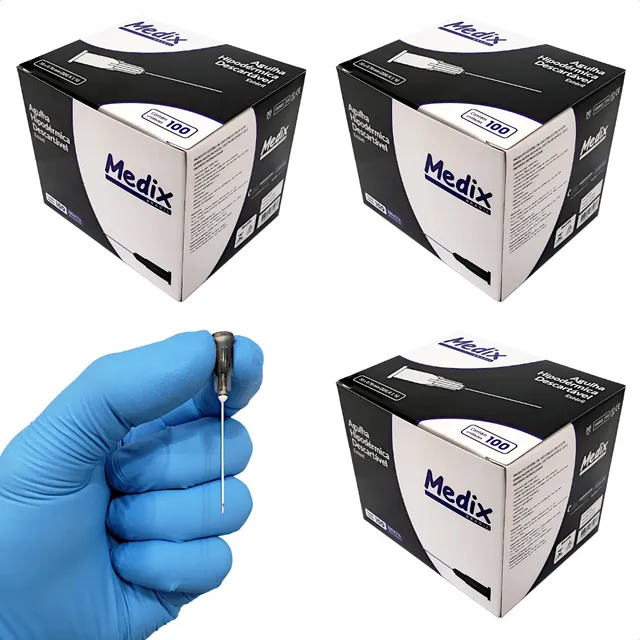 Kit 3 Caixa Agulha Preta Cinza 30x0,70 22g 1 1/4 Descartavel