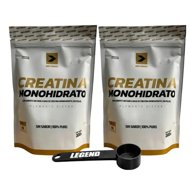 Creatina Monohidrato Pura Sin Sabor 300g Body Advance X2 + Scoop Legend Nutrition