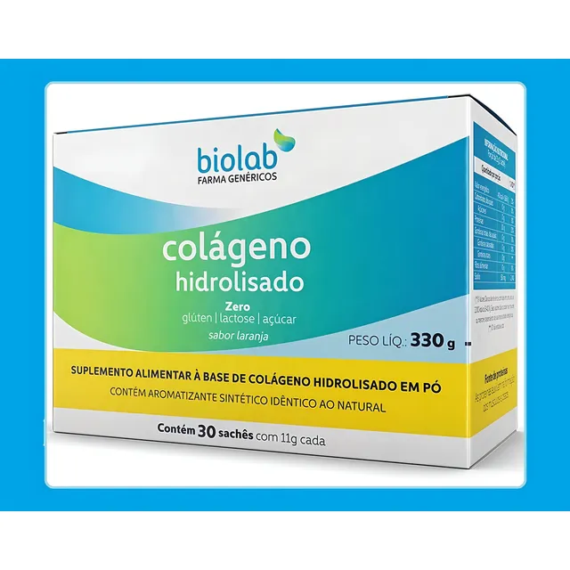 Colágeno Hidrolisado Em Pó 30 Sachês X 11g Sabor Laranja
