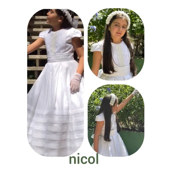 Vestido De Comunión En Organza Blanca