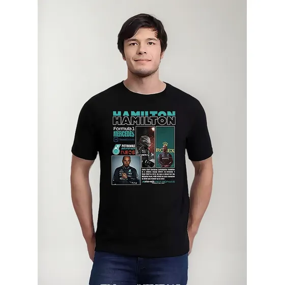 Remera Formula 1 Hamilton (negra:) Ideas Mvd