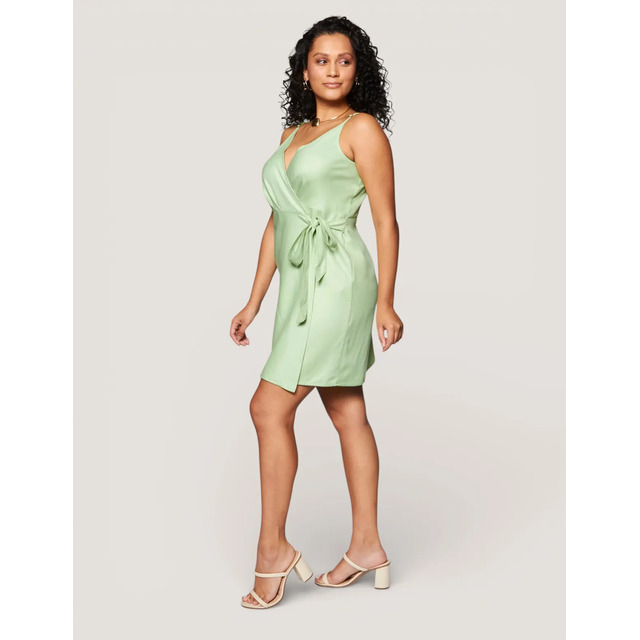 Vestido Curto Fem Slim Verde-claro Lisa Xp
