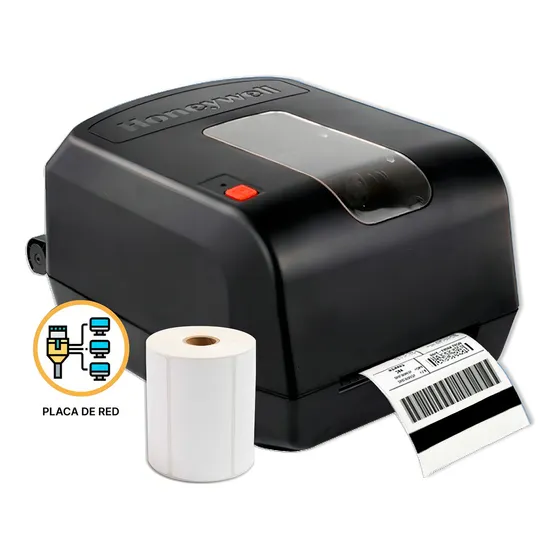 Impresora Térmica Honeywell Pc42 Térmica Directa Y Transferencia Con Placa De Red - Imprime Códigos De Barras Y Qr Para Logística Y Ecommerce + 1 Rollo De Etiquetas Autoadhesivas