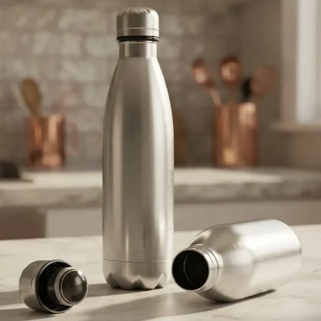 Garrafa Térmica De Aço Inox 1 Litro Água Gelada 24 Horas Quente 12 Horas Bebida Fria Quenteenjencde8oj2liyj Prateado