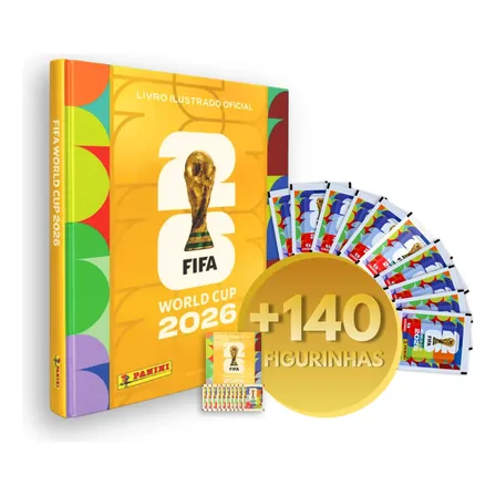 Kit Álbum Capa Dura Ouro + 140 Figurinhas - Copa Do Mundo 26