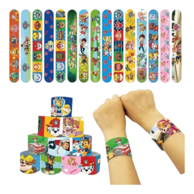 Pack 12 Pulseras Slap Infantil, Sorpresas De Cumpleaños