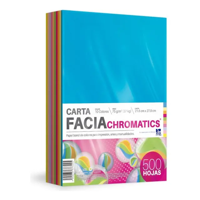 Pack 10pz Bond Colores Chromatics Facia C/500 H. Carta 75 G.